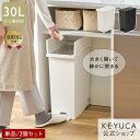 【KEYUCA公式店】ケユカ KEYUCA両開きダストボックス L（27L）単品/2個セット ゴミ箱 ホワイト ブラック[おしゃれ キ…