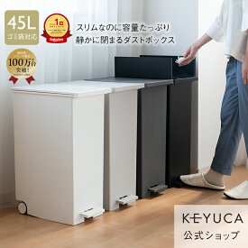 【SS限定!5%OFFクーポン】【KEYUCA公式店】ケユカ KEYUCA両開きダストボックス LL（42L）ゴミ箱[両開き ペダル式 キャスター付き インテリア 無地 シンプル おしゃれ 観音開き ダストボックス キッチン スリム ふた付き ごみ箱 フタ付き 白 分別 45L対応 42リットル]