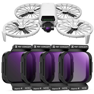 K&F CONCEPT DJI Flip/ Lito X1��pND�t�B���^�[�Z�b�g (ND8+ND16+ND32+ND64) �����t�B���^�[ AGC���w�K���X 28�w�i�m�R�[�e�B���O �����h�� FD101