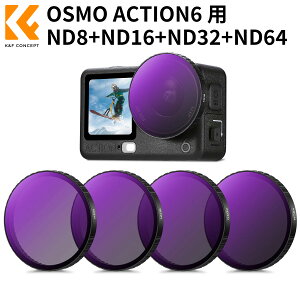 K&F CONCEPT OSMO ACTION6 �p �t�B���^�[�Z�b�g�iND8+ND16+ND32+ND64�j���ʒ��� �����Y�ی� ���w�K���X �����ߗ� �v���e�N�g�t�B���^ 28�w�i�m�R�[�e�B���O �����h�� �����ȒP �͂ߍ��ގ� FD242