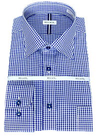ワイシャツ 長袖 メンズ ドレスシャツ 形態安定 ブルー ギンガムチェック ワイドカラー シャツ ドレスシャツ ビジネス お洒落着 kf2074-3
