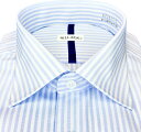 ワイシャツ 長袖 メンズ ドレスシャツ 形態安定 スリムフィット ブルー ロンドンストライプ ワイドカラー シャツ ドレスシャツ ビジネス お洒落着 KF2077-3