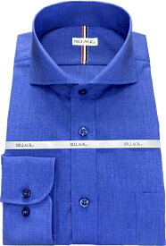 ワイシャツ 長袖 メンズ ドレスシャツ 形態安定 ブルー ブロード ホリゾンタル ワイドカラー シャツ ドレスシャツ ビジネス お洒落着 kf2080-9