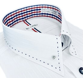 ワイシャツ 長袖 メンズ ドレスシャツ 形態安定 白ドビー ストライプ レギュラー ピンホール シャツ ハンドステッチ ドレスシャツ ビジネス お洒落着 kf2082-2