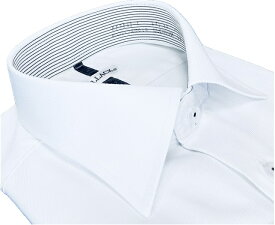 ワイシャツ 長袖 メンズ ドレスシャツ 形態安定 綿高混率 マイクロファイバー 白ドビー ストライプ ワイドカラー シャツ ドレスシャツ ビジネス お洒落着 KF2083-4
