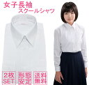 【送料無料】スクールシャツ 女子 長袖 2枚セット ノーアイロン 155/160/165/170 制服 カッターシャツ 形態安定 速乾 レディース ワイシャツ 学生ブラウス 小学生 高校生 中学生 子供 女の子 制服 学生服 白シャツ