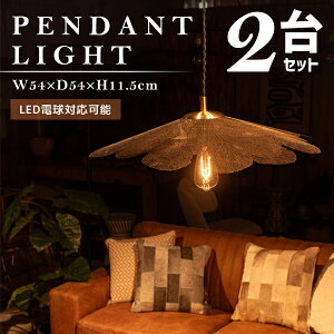 ライト W54×D54×H11.5cm 2台セット ゴールド ペンダントライト 照明 LED対応 エジソン球 天井照明 吊り下げ式 おしゃれ モダン 上品 クラシカル クラシック カフェ クロームメッキ 長さ調節 ゴー