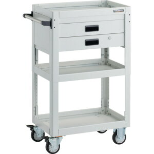 TRUSCO ツールワゴン ドルフィン 高さ調節式 600X400 2段引出 ホワイト ウレタン車輪 DLWS-A963XU-W