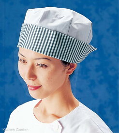 婦人用帽子　SK73-1　紺ストライプ　フリー[ 調理帽子 調理帽 帽子 ヘアキャップ 調理 キャップ 衛生 : フリーサイズ ]