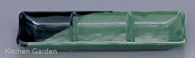 メラミン樹脂製　「緑彩」　三色仕切り薬味皿　RY-714[ 仕切り薬味皿 仕切り 薬味皿 仕切り皿 薬味 仕切 皿 プラスチック : メラミン ]