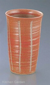 彫十草カップ　赤　D03-26（大）[ 陶器 酒器 陶器タンブラー カップ タンブラー グラス : 陶器 ]
