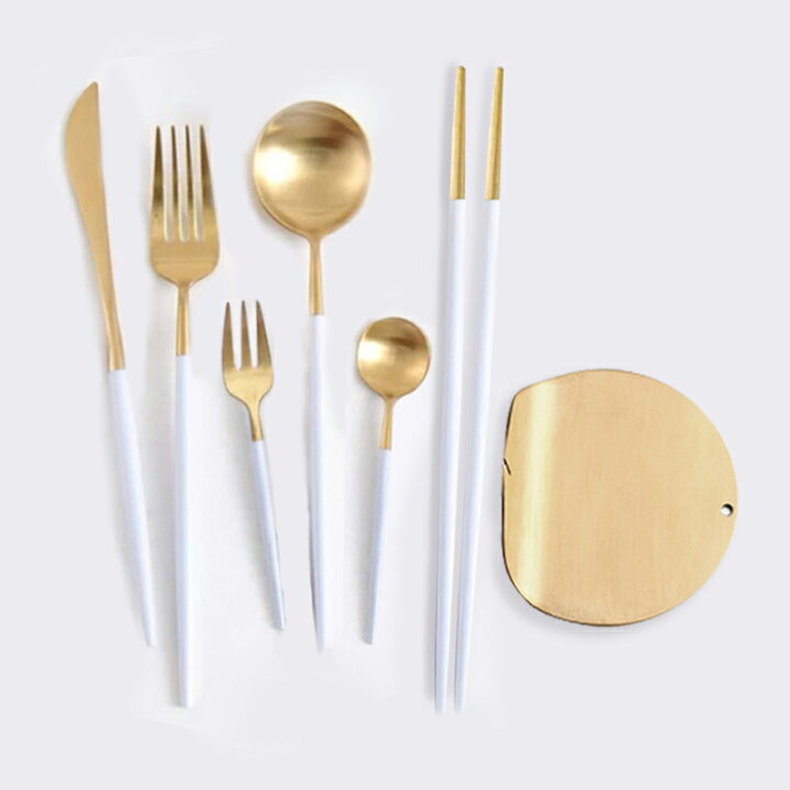 Cesa Beams カトラリー カトラリーセット 食器 新生活 オリジナル6本セット おしゃれ フォーク 和風 洋風 ゴールド 粗品 ナイフ 卒園 カトラリーレスト 卒業 レスト1個 家族 結婚祝い スプーン お箸 プチギフト 和食器