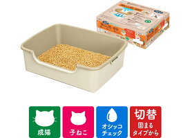 送料無料 ニャンとも清潔トイレセット シンプルタイプ 猫用システムトイレ スタートキット ライトベージュ エステー 脱臭・抗菌チップ・シート スコップ付