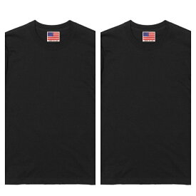 2枚 セット Made in USA ファクトリーブランド BAYSIDE ベイサイド アメリカ製 ハイクオリティー USA 6.1オンス ヘビーウエイト Tシャツ 半袖 綿100% ブラック 2枚 セット メンズ レディース 男女兼用 夏 海 アウトドア イベント キャンプに最適 t-shirt-usa-b2
