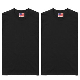 Made in USA ファクトリーブランド BAYSIDE ベイサイド アメリカ製 ハイクオリティー USA 6.1オンス ヘビーウエイト Tシャツ 半袖 綿100% ブラック 2枚 セット メンズ レディース 男女兼用 夏 海 アウトドア イベント キャンプに最適 t-shirt-usa-b2