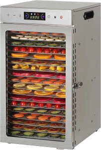 フードドライヤー 6~18層 食品乾燥機 ステンレス鋼 電気食品脱水機 400~2000W 高効率360°熱風循環 30〜90℃/0〜24時間自由調節 過熱防止機能内蔵 受け皿付きフード乾燥 タイマー付き 干小魚 花茶