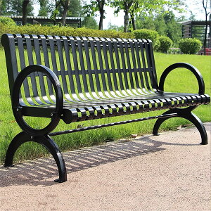 パークヘビーデューティベンチ ガーデンベンチ、芝生用背もたれとアームレスト付き3人用パティオベンチ、耐候性防錆、400KGの鋳鉄スチールフレーム屋外ベンチ、芝生、ポーチ、裏庭用 (Colo