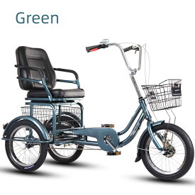 【11月限定★P5倍！】高齢者用人力三輪車 ペダル式 軽量 コンパクト 老人用 代歩 自転車 大人向け 三輪車 自転車 お年寄り向け 男性と女性用 の人力車クルージング三輪車 16/18インチ