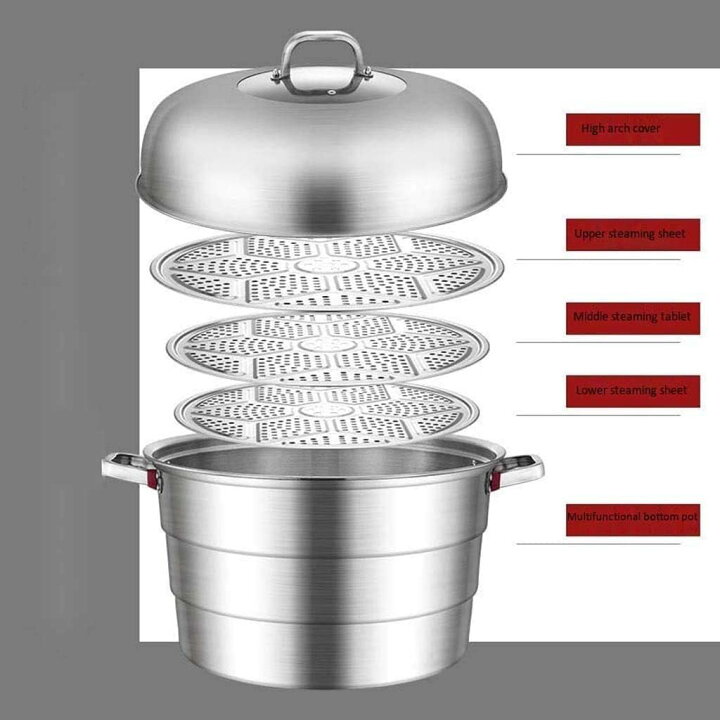 楽天市場】ステンレス蒸し器厚手特大3層蒸し器超大型食堂ホテル 