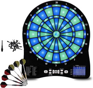 電子ダーツボードセット、LED自動採点発光電子ダーツセット、ソフトチップ電子ダーツボード、大人用、子供用、マルチプレイヤー、さまざまなゲーム会場用 green