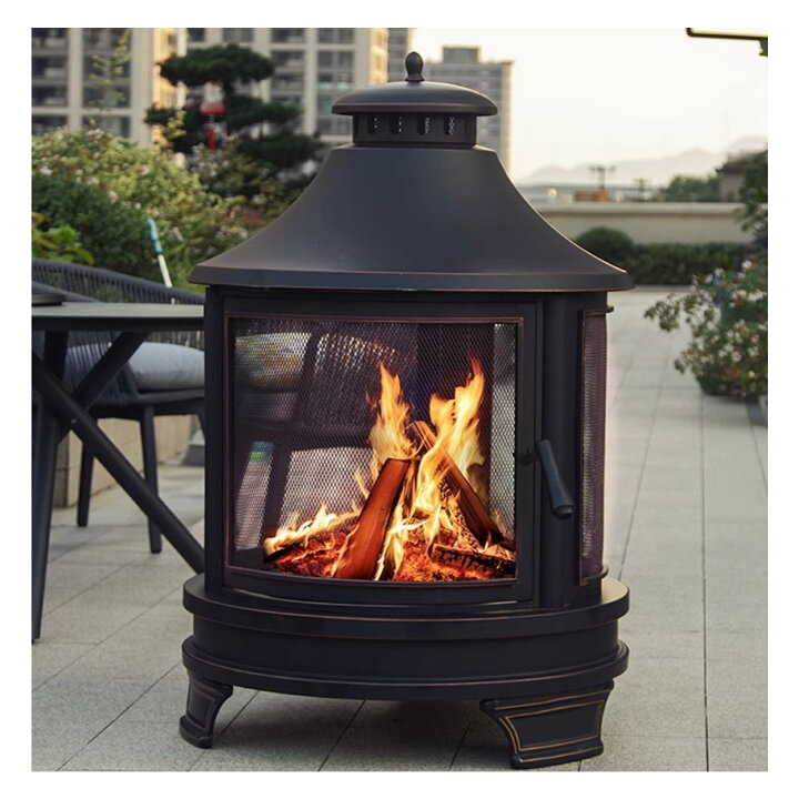 数量限定】UPF 薪ストーブ 新昇級 1台2役 キャンプ 耐熱ガラス窓付き  
