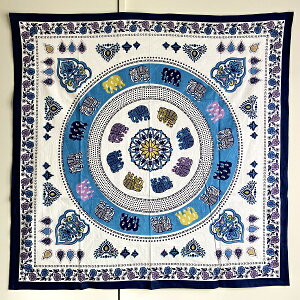 �e�[�u���N���X �C���h��100�� �u���b�N�v�����g �� �ԕ� �G�X�j�b�N �G���K���g �A�W�A�� �u���[105cm×105cm kc012