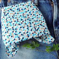 バンダナ 北欧 大判 おしゃれ かわいい カントリー 幾何柄 モザイクタント インド綿 コットン ブルー BL お弁当 包み スカーフ ハンカチ 55cm×55cm