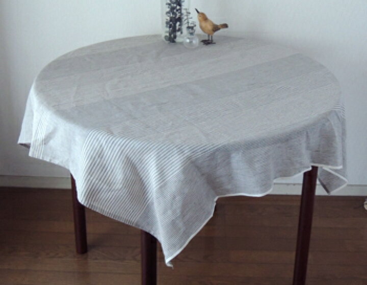 楽天市場 テーブルクロス カントリー リネン おしゃれ リネン ストライプ 麻 グレー Gy 正方形 麻100 正方形 トップクロス マルチクロス 110cm 110cm クスス雑貨 インド綿と猫の首輪