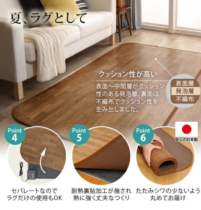 楽天市場】ラグ リビングマット ホットカーペット カバー 防水 木目調 