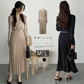 ＜30%OFFクーポンで1400円！3点で＞ 【在庫処分】 【即納】 長袖 半袖 袖丈2TYPE選べる ワンピース プリーツ スーツ ドレス レディース 春 夏 秋 プリーツワンピース ワンピーススーツ ロングワンピース 裏地付き きれいめ 上品 通勤 七五三 母親 結婚式 ドレス