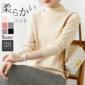 ＜2点購入クーポンで1584円＞ ニット トップス レディース 秋冬 リブニット セーター 長袖 チクチクしない 秋 秋冬 クルーネック ハイネック ニット セーター レディース ハーフネック プルオーバー リブ カシミヤタッチ ニット 長袖 きれいめ 薄手 暖かい