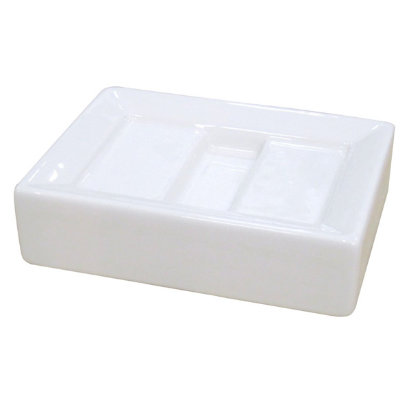 Senko センコー ホワイトキューブ ソープディッシュ ホワイト 543027 石鹸受け 陶器製 | KICHI-KICHE