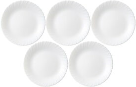 iwaki(イワキ) 耐熱ガラス 食器 耐熱皿 強化ガラス食器 シルクホワイト 大皿 25cm ×5点セット 電子レンジ、食洗器対応