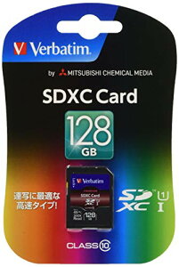 Verbatim o[xC^ SDXCJ[h 128GB UHS-1 U1 Class10 őǍ45MB/b SDXC128GJVB