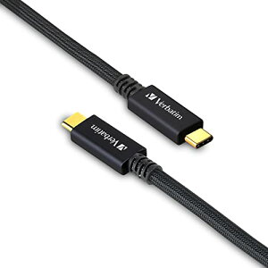 Verbatim �o�[�x�C�^�� ���ϋv USB�P�[�u�� 100cm Type-C to C USB3.2 Gen2x2 PD 100W �m�[�gP