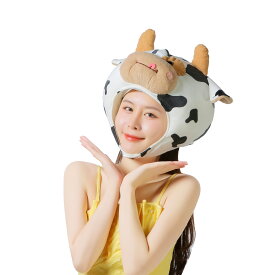 【吉祥寺良品】【送料無料】SNS/動画映え　うし！ 乳牛！ 牛乳！のかぶりもの！可愛くうしちゃんになっちゃいましょう！ 仮装・ハロウィン・宴会に最適！お店の販売促進　劇　番組制作の小道具に　ユニーク帽子　子供もOK　ユニセックス