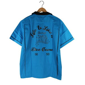 STUNNUTS / LIFE IS LIKE A DICE GAME BOWLING SHIRTS / light blue×black