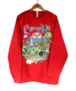 CYPRESS HILL (�T�C�v���X�E�q��) / HAPPY TIME BY SEAN SOLOMON CREWNECK POCKET SWEAT / red