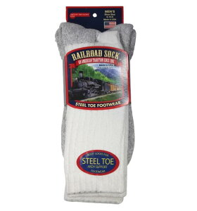 RAILROAD SOCKS / MEN'S 2-PAIR STEEL TOE SLOUCH SOCKS / white�@2���p�b�N�@�@���C�����[�h�\�b�N�X�@�X���E�`�\�b�N�X