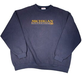 USED!!! NCC APPAREL "MICHIGAN WOLVERINES" CREWNECK SWEAT / washed navy (90'S)　サイズ 不明　　ミシガン大学　クルーネック・スウェット