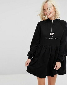 LAZY OAF レイジーオーフ Zip Up Sweat Dress With Nobody Cares ワンピース