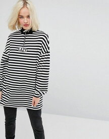 LAZY OAF レイジーオーフ Oversized Zip Neck Sweatshirt With Lazy Embroidery In Stripe シャツ