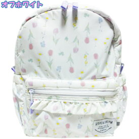 メーカー希望価格の10％OFF☆　丸高衣料（株）Kids　Foret　女の子　クマ柄・花柄　はっ水加工　リュックサック　ピンク、オフホワイト　M：約縦30cm 横23cm マチ幅12cm　L：約縦35cm 横26cm マチ幅13cm　バック、鞄、子供、キッズ