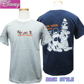 【ネコポスOK】　Disney　ミッキーマウス　男児　胸刺繍　バックプリント　半袖Tシャツ　　杢グレー、ネイビー　140cm、150cm、160cm　子供、子供服、キッズ、男の子