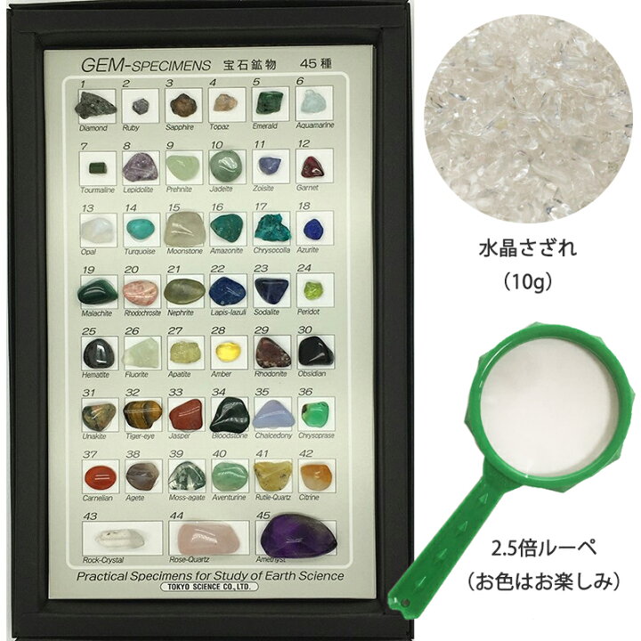楽天市場】東京サイエンス 宝石鉱物 標本 45種 ルーペ・水晶付 天然石 