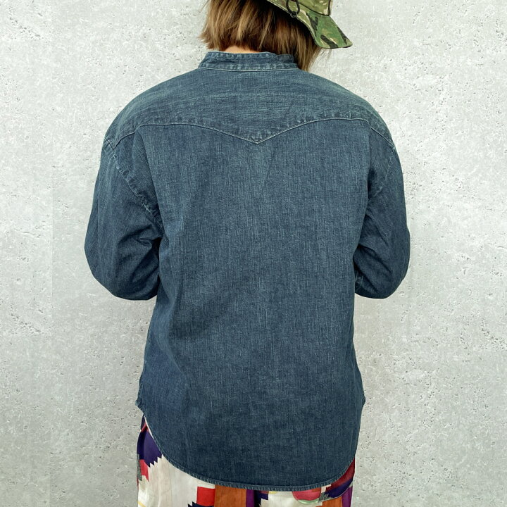 楽天市場】DD110 8ozデニム ウエスタン ノーカラー シャツ / 青[DENIM 