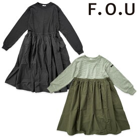 【セール 20%OFF】100cm,110cm,120cm / グレー,黒 fo7091_fo7101 リメイク風 ワンピース【F.O.U】【エフオーユー】[F.O.International][エフオーインターナショナル][tnop]