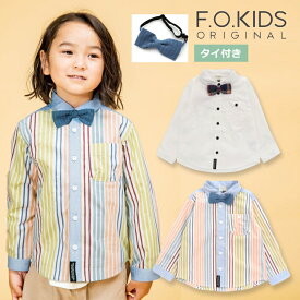 ★24SS★fo8014 タイ付き シャツ / キナリ,ストライプ[FOKIDS][エフオーキッズ][F.O.International][エフオーインターナショナル][babysize][blou]