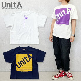 ☆P5倍☆【～4/27(土)09:59】150cm,160cm / 白,紺U412 UnitA SQUARE LOGO TEE[ウニタ][デニム＆ダンガリー][ゴートゥーハリウッド][グルービーカラーズ][フィス][子供服][大人][半袖][Tシャツ][shts] デニム＆ダンガリー 大人