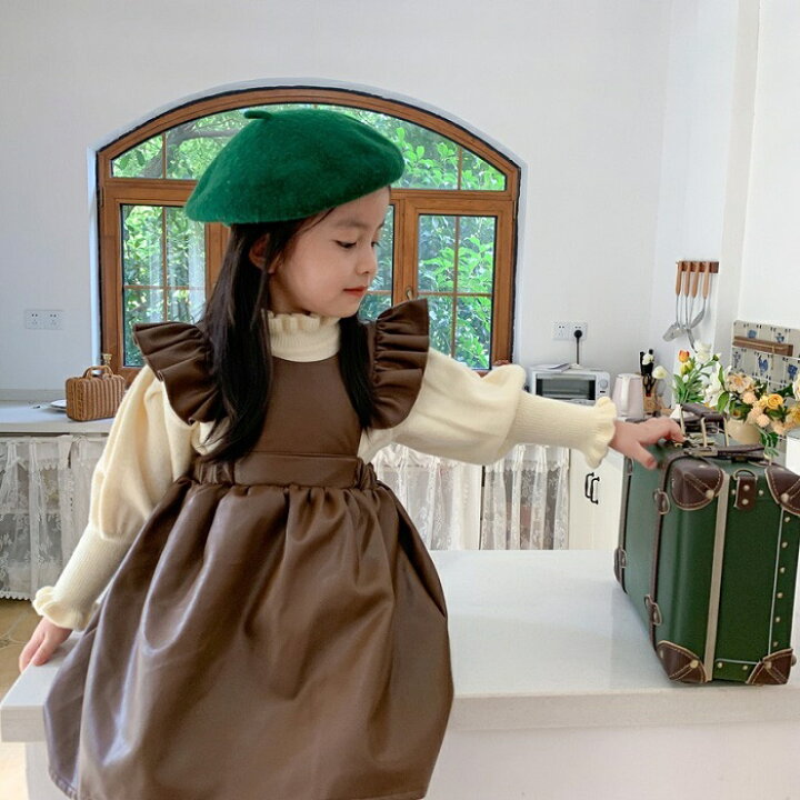 楽天市場】【予約品】女の子 ニット トップス 長袖 白 黒 レザー 